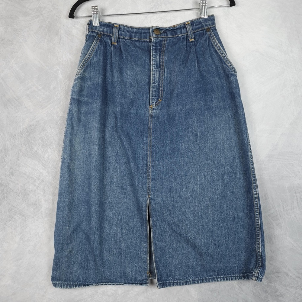 Vintage OshKosh Bgosh Denim Skirt Juniors 11 High Rise Midi Slit Prairie Cowgirl